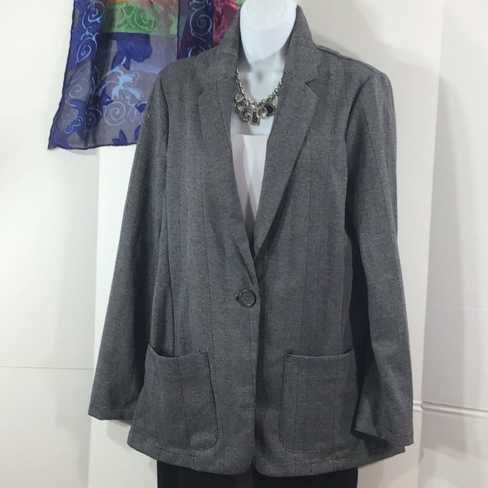 Max Studio b/w herringbone blazer L NWT